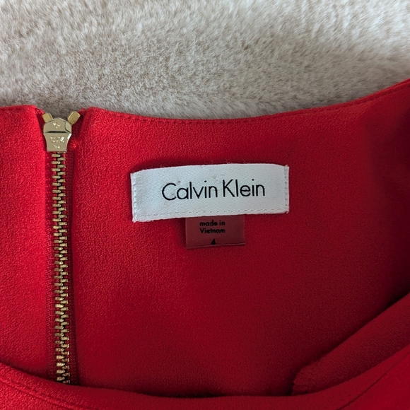 Calvin Klein Vibrant Red Dress with Gold Zipper - Picture 4 of 4